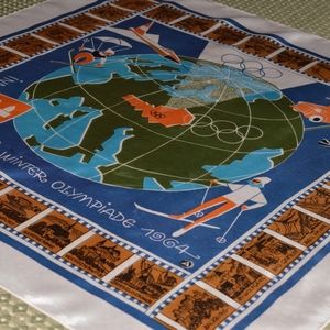 Vintage Souvenir Scarf Austria Winter Olympic 1964 Innbruck